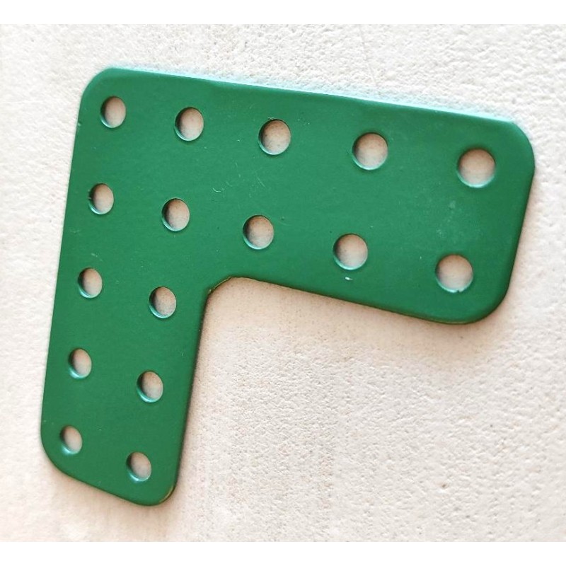 Equerre plate double verte, 5x5 trous, compatible Meccano