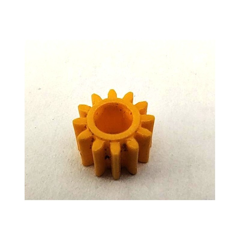 Pignon 12 dents Meccano 5 mm en plastique jaune 3 pans