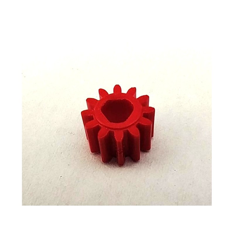 Pignon 12 dents Meccano 5 mm en plastique rouge 3 pans