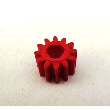 Pignon 12 dents Meccano 5 mm en plastique rouge 3 pans