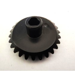 Pignon d'angle (ou conique) Meccano, plastique noir, 26 dents, axe 3 pans