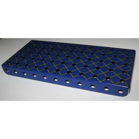 Plaque à rebord Meccano 11x5 trous bleu croisillonné